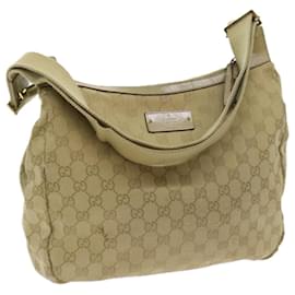 Gucci-GUCCI Bolso de hombro de lona GG Beige 90762 autenticación 58417-Beige