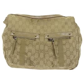 Gucci-GUCCI GG Canvas Umhängetasche Beige 90762 Auth 58417-Beige