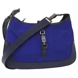 Gucci-GUCCI Jackie Shoulder Bag Nylon Leather Blue 001 4264 002058 Auth ep2247-Blue