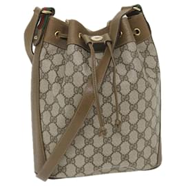 Gucci-GUCCI GG Canvas Web Sherry Line Shoulder Bag PVC Leather Beige Green Auth 57304-Red,Beige,Green