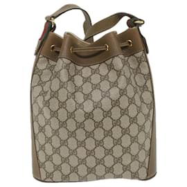 Gucci-GUCCI GG Canvas Web Sherry Line Shoulder Bag PVC Leather Beige Green Auth 57304-Red,Beige,Green