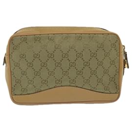 Gucci-Bolso clutch de lona GUCCI GG Castaño 018 3642 EP de autenticación2119-Castaño