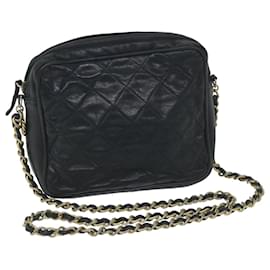 Chanel-Bolsa de ombro com corrente matelasse CHANEL pele de cordeiro preta CC Auth bs9390-Preto