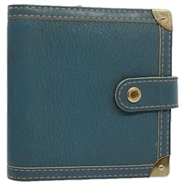 Louis Vuitton-LOUIS VUITTON Suhari Kompakte Geldbörse mit Reißverschluss Leder Blau M91829 LV Auth bs9476-Blau