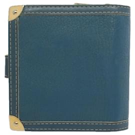 Louis Vuitton-LOUIS VUITTON Suhari Compact Zip Wallet Leather Blue M91829 LV Auth bs9476-Blue