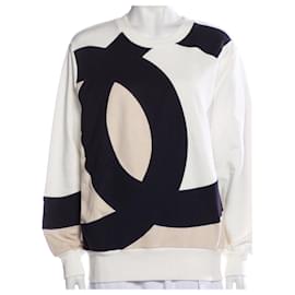 Chanel-Chanel 18P CC Logo Sweater FR 46-Black,White,Beige