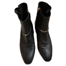 Salvatore Ferragamo Dark Brown Leather Ankle Boots Dark brown