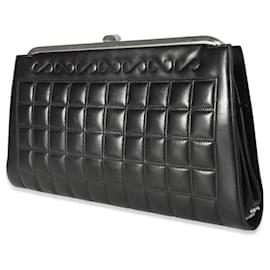 Chanel-Chanel Black Quilted Lambskin Chocolate Bar Frame Clutch-Black,Silver hardware