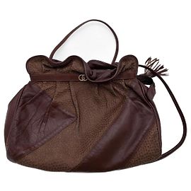 Bolsa de ombro Gucci em couro marrom patchwork Marrom