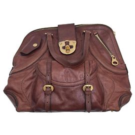 Alexander McQueen Bolsa de Mão Grande de Couro Marrom Marrom