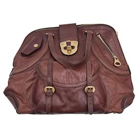 Alexander McQueen Large Ruffled Leather Handbag Brown Brown