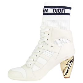 Christian Dior White logo lace-up sock boots - size EU 37 White