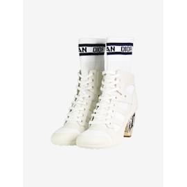 Christian Dior-White logo lace-up sock boots - size EU 37-White