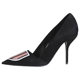 Christian Dior-Black pointed toe suede jewelled heels - size EU 37-Black