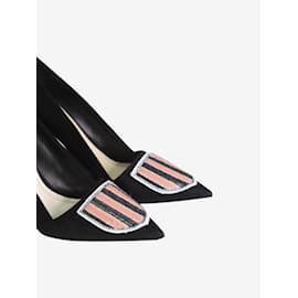 Christian Dior-Scarpe con tacco gioiello in pelle scamosciata nera a punta - taglia EU 37-Nero