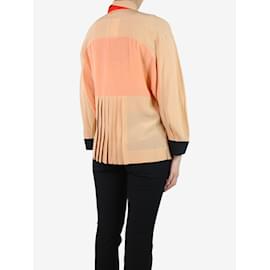 Fendi-Beige colour-block pleated blouse - size UK 4-Other