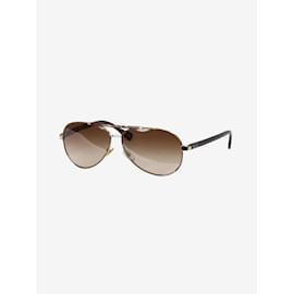 Dolce & Gabbana-Brown ombre-lense aviator sunglasses-Brown
