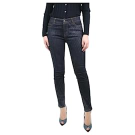 Chanel-Blaue, gemusterte Slim-Fit-Jeans – Größe UK 10-Blau