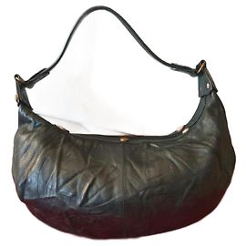 Lancel 3D Effect Leather Handbag Black Dark Brown Black Dark brown
