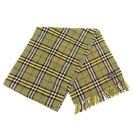 Autre Marque-NEW VINTAGE BURBERRY CHECK CLASSIC SCARF GREEN TARTAN PATTERN WOOL SCARF-Green