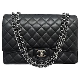 Chanel-NEUF SAC A MAIN CHANEL MAXI CLASSIQUE TIMELESS JUMBO CUIR CAVIAR HAND BAG-Noir