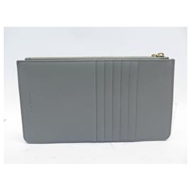 Christian Dior-NEW CHRISTIAN DIORZIPPE CARD HOLDER GRAY CANNAGE LEATHER WALLET CARD HOLDER-Grey
