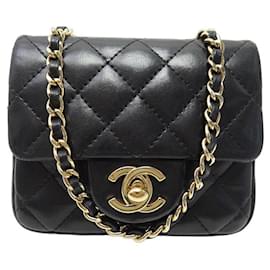 Chanel-BOLSO DE MANO CHANEL TIMELESS BOLSO DE MANO DE MICRO PIEL ACOLCHADA NEGRA-Negro