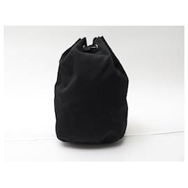 Prada-PRADA BUCKET POUCH IN BLACK NYLON BLACK BUCKET CLUTCH POUCH BAG-Black