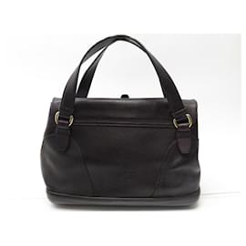 Céline-CELINE HANDBAG WITH TRIOMPHE CLASP IN BROWN LEATHER LEATHER HAND BAG PURSE-Brown