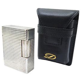 VINTAGE LIGHTER ST DUPONT LINE 1 DIAMOND TIP METAL LIGHTER CASE Silvery
