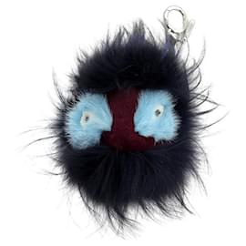 NEUES FENDI MONSTER BUG BAG JUWEL 7AR399 BLAUER NERZ-ANHÄNGER Marineblau