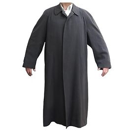 Hermès VINTAGE HERMES LONG COAT 50 Item 54 L FR IN ANTHRACITE WOOL COAT Dark grey