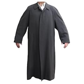 Hermès-VINTAGE HERMES LONG COAT 50 Item 54 L FR IN ANTHRACITE WOOL COAT-Dark grey