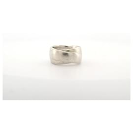 Hermès-VINTAGE HERMES RING CROSS RINGS T53 Solid silver 925 SILVER RING-Silvery