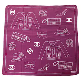 Chanel-FOULARD CHANEL ICONIC CARRE SAC TIMELESS TAILLEUR SOIE VIOLETTE SILK SCARF-Violet