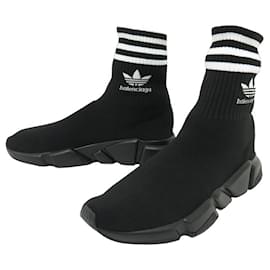Balenciaga-BALENCIAGA SAPATOS ADIDAS SPEED SNEAKERS 717591 42 TÊNIS PRETOS-Preto
