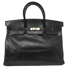 Hermès-VINTAGE HERMES BIRKIN HANDBAG 40 LEATHER SWIFT GULLIVER LEATHER HAND BAG PURSE-Black