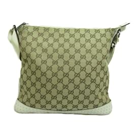 Gucci-GG Canvas Crossbody Bag 145857-Brown