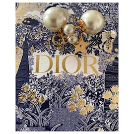Christian Dior-Boucles d'oreilles Christian Dior Tribales-Blanc,Bijouterie dorée