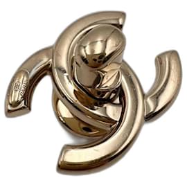 Chanel-CHANEL original CC turnlock clasp Polished gold-Golden
