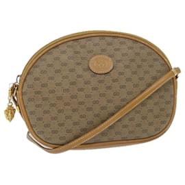 Gucci-GUCCI Micro GG Canvas Shoulder Bag PVC Leather Beige Auth 58442-Beige