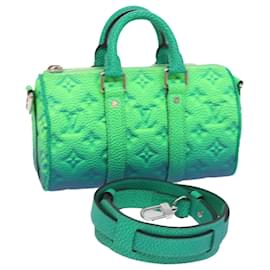 Louis Vuitton-LOUIS VUITTON Taurillon Clemence Illusion Keepall XS Bag M59691 auth 58427A-Green