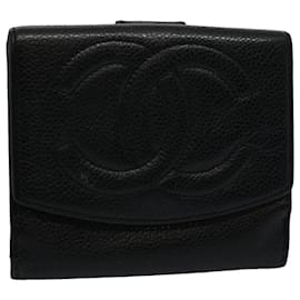 Chanel-Cartera CHANEL Piel Caviar Negro CC Auth bs9537-Negro