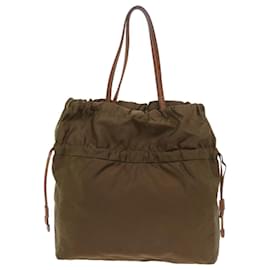 Prada-PRADA Shoulder Bag Nylon Leather Khaki Brown Auth bs9629-Brown,Khaki