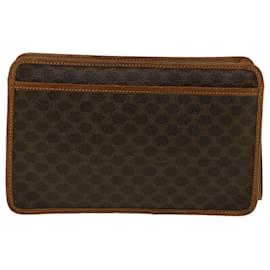 Céline-CELINE Macadam Canvas Clutch Bag PVC Leather Brown Auth ki3653-Brown