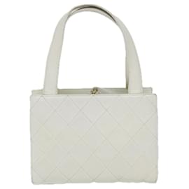 Chanel-CHANEL Wild Stitch Tote Bag Leather White CC Auth bs9577-White