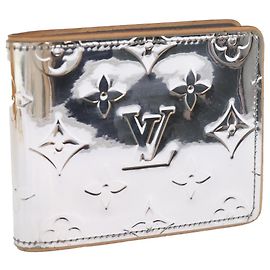 LOUIS VUITTON Mirror Portefeuille Slender Wallet Silver M80806 LV Auth 58429A Silvery