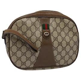 Gucci-GUCCI GG Supreme Web Sherry Line Clutch Bag Beige Red Green 89 01 034 auth 58199-Red,Beige,Green