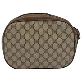 Gucci-GUCCI GG Supreme Web Sherry Line Clutch Bag Beige Red Green 89 01 034 auth 58199-Red,Beige,Green