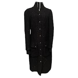 Chanel-Abrigo de tweed Lesage negro-Negro